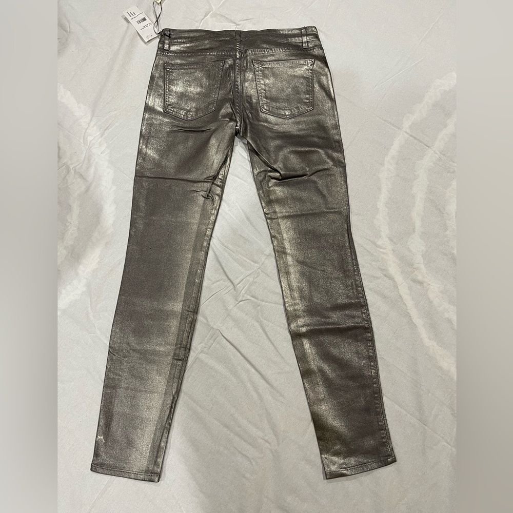 Rich & Skinny Shimmering Silver Skinny Jeans Size 28
